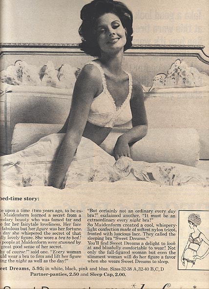 1963 Vintage Lingerie Ad Maidenform Bra I Dreamed I Painted the Town Red. 